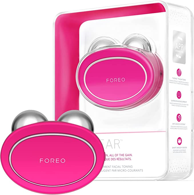 FOREO BEAR Microcurrent Facial Device | Face Sculpting Tool | Instant Face Lift | Firm & Contour | Reduce Double Chin | Non-Invasive | Increases Absorption of Facial Skin Care Products | Fuchsia